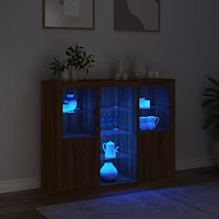 vidaXL Skänkar med LED-belysning 3 st brun ek konstruerat trä