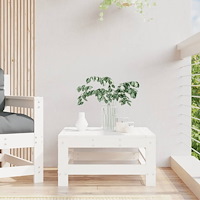 vidaXL Fotpall för trädgården vit massiv furu