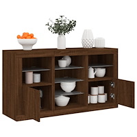 vidaXL Skänk med LED-belysning brun ek 123x37x67 cm