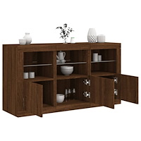 vidaXL Skänk med LED-belysning brun ek 123x37x67 cm