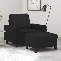 vidaXL Fåtölj med fotpall Svart 60 cm tyg