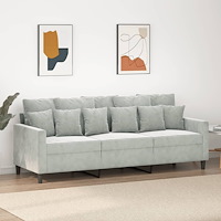 vidaXL 3-sitssoffa ljusgrå 180 cm sammet