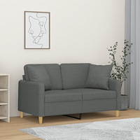 vidaXL 2-sits soffa med prydnadskuddar mörkgrå 120 cm tyg