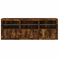 vidaXL Skänk med LED-belysning rökfärgad ek 181,5x37x67 cm