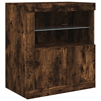 vidaXL Skänk med LED-belysning rökfärgad ek 181,5x37x67 cm
