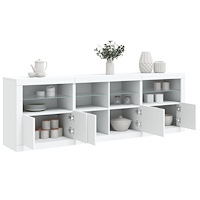vidaXL Skänk med LED-belysning vit 202x37x67 cm