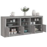 vidaXL Skänk med LED-belysning grå sonoma 181,5x37x67 cm
