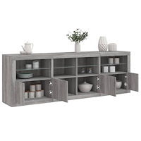vidaXL Skänk med LED-belysning grå sonoma 202x37x67 cm