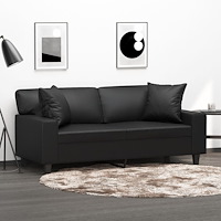vidaXL 2-sits soffa med prydnadskuddar svart 140 cm konstläder