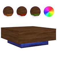 vidaXL Soffbord med LED brun ek 80x80x31 cm