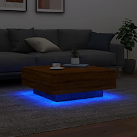 vidaXL Soffbord med LED brun ek 80x80x31 cm