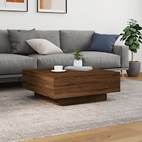 vidaXL Soffbord med LED brun ek 80x80x31 cm