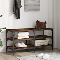 vidaXL Skobänk rökfärgad ek 100x38,5x49 cm konstruerat trä
