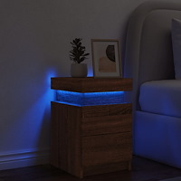 vidaXL Sängbord med LED-lampor brun ek 35x39x55 cm