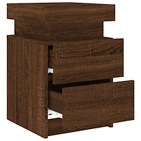vidaXL Sängbord med LED-lampor brun ek 35x39x55 cm