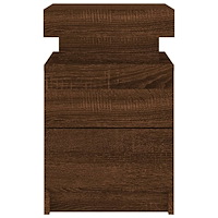 vidaXL Sängbord med LED-lampor brun ek 35x39x55 cm
