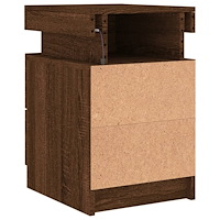 vidaXL Sängbord med LED-lampor brun ek 35x39x55 cm