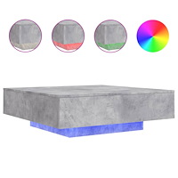 vidaXL Soffbord med LED betonggrå 100x100x31 cm