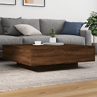 vidaXL Soffbord med LED brun ek 100x100x31 cm
