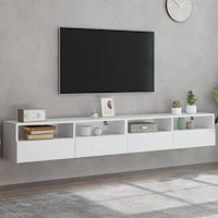vidaXL Väggmonterad tv-bänk 2 st vit 100x30x30 cm konstruerat trä