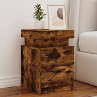 vidaXL Sängbord med LED-lampor 2 st rökfärgad ek 35x39x55 cm