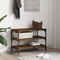 vidaXL Skobänk rökfärgad ek 70x38,5x49 cm konstruerat trä