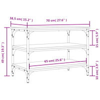 vidaXL Skobänk rökfärgad ek 70x38,5x49 cm konstruerat trä