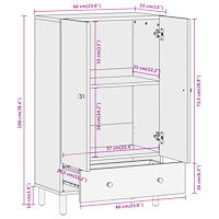 vidaXL Högskåp 60x33x100 cm massivt akaciaträ