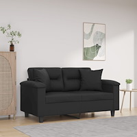 vidaXL 2-sits soffa med prydnadskuddar svart 120 cm konstläder