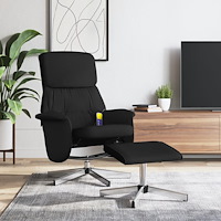 vidaXL Massagefåtölj med fotpall svart tyg