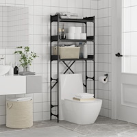 vidaXL Tvättmaskinhylla svart 67x25x163 cm konstruerat trä