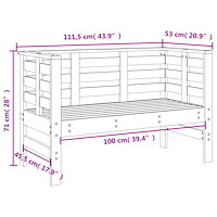 vidaXL Trädgårdsbänk vit 111,5x53x71 cm massiv furu