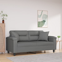 vidaXL 2-sitssoffa med prydnadskuddar mörkgrå 140 cm mikrofibertyg