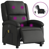 vidaXL Elektrisk massagefåtölj svart äkta läder