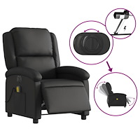 vidaXL Elektrisk massagefåtölj svart äkta läder