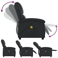 vidaXL Elektrisk massagefåtölj svart äkta läder