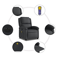 vidaXL Elektrisk massagefåtölj svart äkta läder