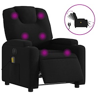 vidaXL Elektrisk massagefåtölj med uppresningshjälp svart tyg