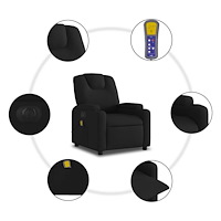vidaXL Elektrisk massagefåtölj med uppresningshjälp svart tyg