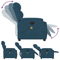 vidaXL Elektrisk massagefåtölj blå sammet
