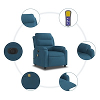 vidaXL Elektrisk massagefåtölj blå sammet