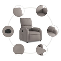 vidaXL Elektrisk reclinerfåtölj taupe tyg