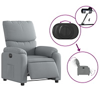 vidaXL Elektrisk reclinerfåtölj ljusgrå tyg