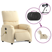 vidaXL Elektrisk massagefåtölj gräddvit tyg