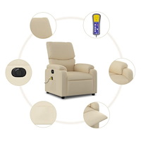vidaXL Elektrisk massagefåtölj gräddvit tyg