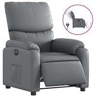 vidaXL Elektrisk reclinerfåtölj grå konstläder