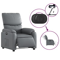 vidaXL Elektrisk reclinerfåtölj grå konstläder