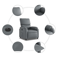 vidaXL Elektrisk reclinerfåtölj grå konstläder