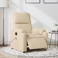 vidaXL Elektrisk massagefåtölj gräddvit mikrofibertyg