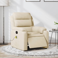 vidaXL Elektrisk massagefåtölj gräddvit tyg